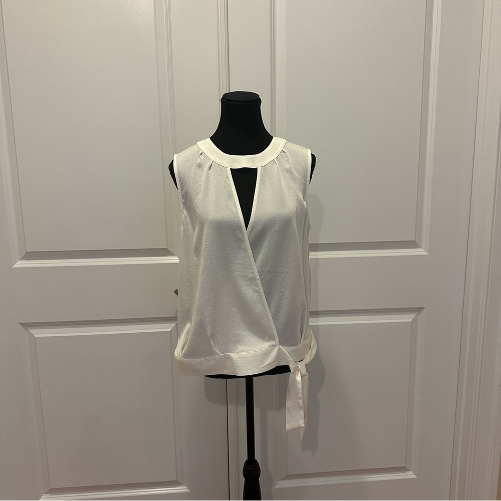 Express Cream Sleeveless Wrap Blouse